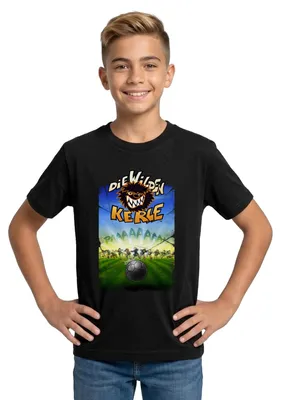 Produktbild von Spreadshirt Die Wilden Kerle Angriff Teenager T-Shirt, 134/146 (9-11 Jahre), Schwarz