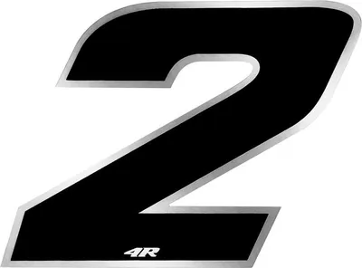 Zdjęcie produktu dla Naklejka z numerem wyścigowym na motocykl "2" czarna 27 x 37 mm