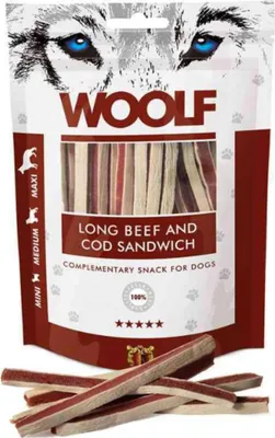 Image de WOOLF pochoutka douce sandwich au bœuf et à la morue long 100g