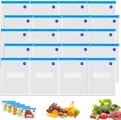 Produktbild von Unyqoos® Wiederverwendbare Vakuumbeutel für Lebensmittelaufbewahrung & Organisation – luftdichte, platzsparende Frischhaltebeutel
