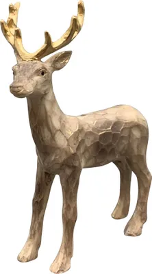 Produktbild von Hirsch Rentier LILIAN Figur Skulptur Polyresin natur/gold 13x5,5cm H16cm Dekofigur Weihnachten