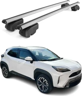 Zdjęcie produktu dla 2020–2023 TOYOTA YARIS XP210 CROSS Poprzeczne relingi dachowe z aluminium, kolor szary, homologacja ABE