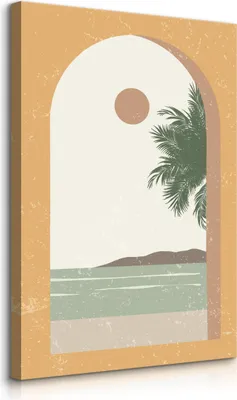 Produktbild von Muralo Leinwandbild Canvas für Wohnzimmer OZEAN Sonne Palme Landschaft Boho Br. 80cm x Hö. 120cm