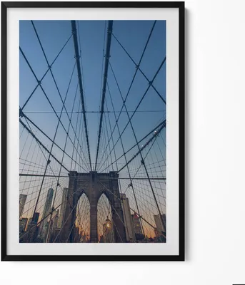 Produktbild von Architektur Brooklyn-Brücke in London– Wandbild mit Rahmen – Gerahmtes Bild  – Wanddekoration – 70x100 cm –  Schwarz Rahmen
