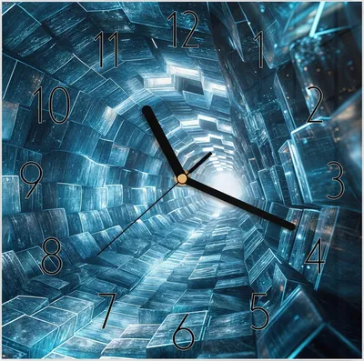 Produktbild von Wanduhr aus Glas mit Motiv Futuristischer Tunnel- 30 x 30 cm - inkl. Aufhängesystem