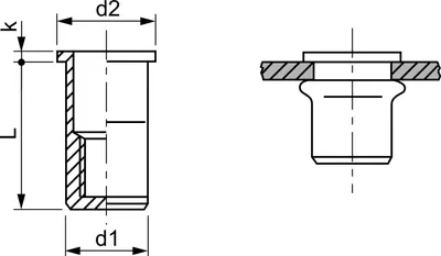 Produktbild von Blindnietmutter Flachrundkopf Rundschaft geschlossen M 8x25.5 Stahl verzinkt