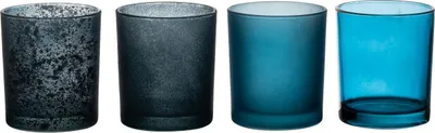 Produktbild von INNA-Glas Teelicht Halter LYLA aus Glas, 4 Stück, türkis-blau, 9cm, Ø8cm - Windlicht Glas