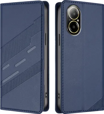 Image de Étui pour Realme C67 4G, étui portefeuille en cuirPolyuréthaneavec fente pour carte et fonction stand Blau