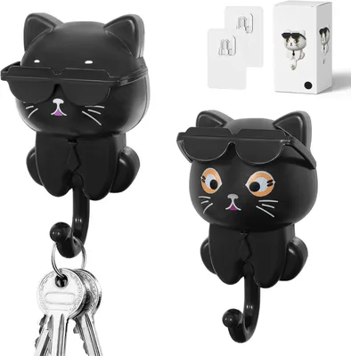 Produktbild von kreative, selbstklebende Wandhaken in Form einer Katze/Brille, fš¹r Schlš¹ssel, Kleidung, Schmuck