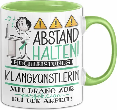 Produktbild von Klangkünstlerin Tasse Geschenk Lustig Abstand Halten Hochleistungs-Klangkünstlerin Mit Drang Zur Perfektion Bei Der Arbeit (Grün)