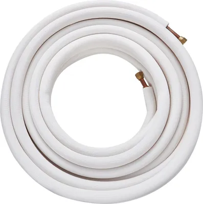 Immagine prodotto di Set di tubi per mini split da 15240 mm, tubi in rame con diametro esterno di 9,5 e 15,9 mm e isolamento a triplo strato, per impianti di climatizzazione mini split a refrigerante o pompa di calore e impianti HVAC con nastri di avvolgimento.
