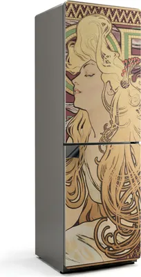 Zdjęcie produktu dla Alfons Mucha portret kobiety - magnetyczna osłona na lodówkę - magnetyczna osłona na lodówkę - magnes na lodówkę - samoprzylepna tablica magnetyczna - folia magnetyczna na drzwi lodówki - 60x190 cm