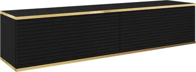Produktbild von Selsey Mucalma - TV-Element mit geriffelten Fronten, hängend, Schwarz / Gold, 135 cm