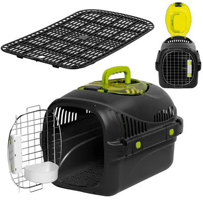 Produktbild von Katzentransportbox Peluvio Safy bis 5 kg, leicht & sicher, gute Belüftung, Griff, ideal für Auto & Reise - Schwarz