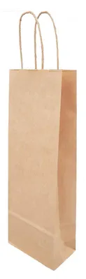 Produktbild von 300x Flaschentragetaschen Flaschentaschen 140+80x390mm Papier braun gerippt mit Kordel