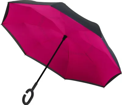 Produktbild von IMPLIVA Inside Out, Volle Größe, Regenschirm, Rund, Schwarz, Pink, Fiberglas, Polyester