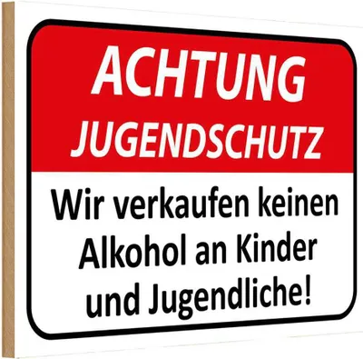 Produktbild von vianmo Holzschild 20x30 cm Achtung Jugendschutz Warnschild Hinweisschild