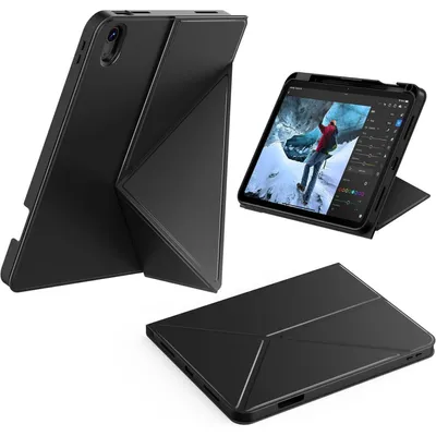 Image de Étui pour iPad 11e génération 2025 / 10e génération, écran de 10,9 pouces, avec support pour stylet, pliable, noir