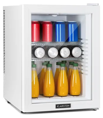 Produktbild von Klarstein Kühlschrank, Mini Kühlschrank mit Glastüre, Mini-Kühlschrank für Getränke, Snacks & Kosmetik, Kühlschrank Klein & Leise, Verstellbare Ablagen, Kleiner Skincare Kühlschrank 12-18°C, 42L