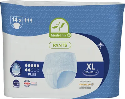 The image shows the packaging of Medi-Inn incontinence pants.