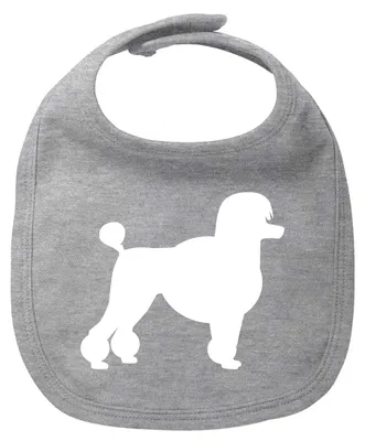 Produktbild von Huuraa Baby Lätzchen Pudel Silhouette Heather Grey Klettverschluss  Baumwolle Latz Geschenkidee