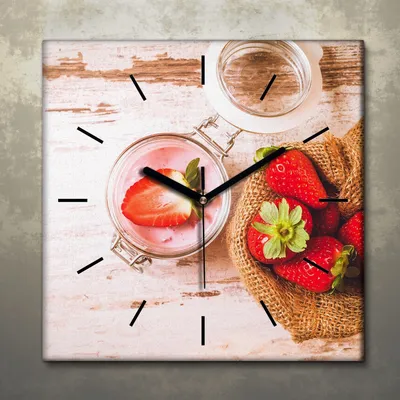 Produktbild von Wohnzimmer Leinwand Uhr Geräuschlos Küche 30x30 Farbige, Früchte, schwarze Zeiger
