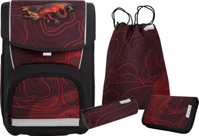 Produktbild von McNeill Ranzen-Set 4-tlg. mit Federmäppchen Dragons Drache Schulranzen für Jungen und Mädchen 1. Klasse