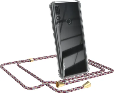 Produktbild von EAZY CASE Handykette kompatibel mit Huawei P Smart Z / Y9 Prime (2019), Handyhülle mit Umhängeband, Handykordel, Schutzhülle Clear, Band in Rot