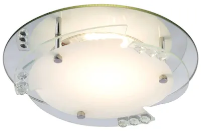 Produktbild von LED Deckenleuchte, Glas weiß, Kristalle, Spiegelrand, D 25 cm