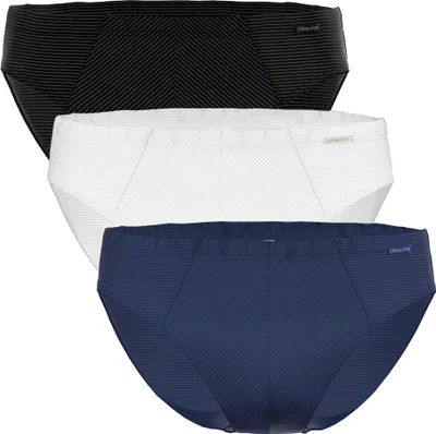 Immagine prodotto di Slip AMMANN uomo 3-pack - mini slip Cotone & More, righe tono su tono, misto cotone bianco/blu scuro/nero L