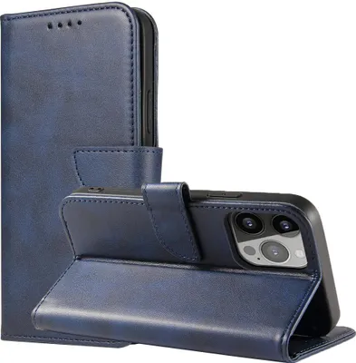 Produktbild von Magnet Fall Iphone 14 Pro Max Fall Mit Klappe Brieftasche Stand Blau
