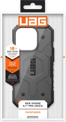 Produktbild von Urban Armor Gear Pathfinder Magsafe, Cover, Apple, iPhone 15 Pro, 15,5 cm (6.1"), Schwarz, Silber