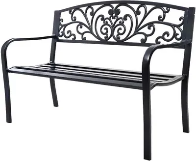 Obrázok produktu pre COSTWAY Záhradná lavička Stolička Park Lavička Lavička Záhradný nábytok Liatina Kov 127 x 60 x 85 cm