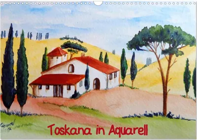 Produktbild von Toskana in Aquarell (Wandkalender 2025 DIN A3 quer), CALVENDO Monatskalender