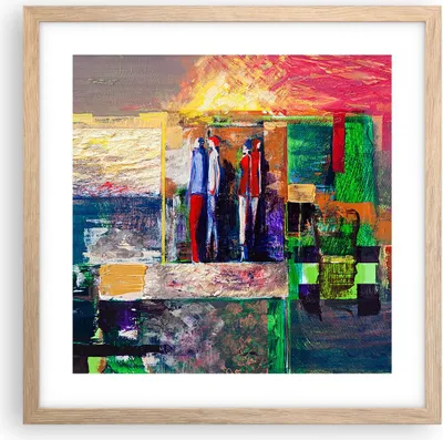 Produktbild von Gerahmtes Poster - Rahmen in heller Eiche - Abstraktion modern - 40x40 cm - Wand Bild - Wanddeko - Wandbilder - Wandposter - Bilderrahmen - Bilder - Kunstdruck - Wandbild - P2NAC40x40-3670