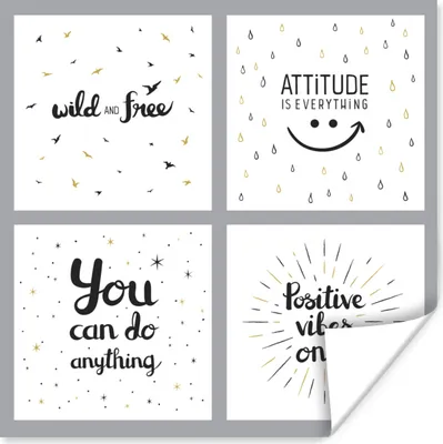 Produktbild von MuchoWow® Poster Wild und frei" - "Einstellung ist alles" - "Du kannst alles schaffen" - "Nur positive Schwingungen 75x75 cm - Wand Dekoration