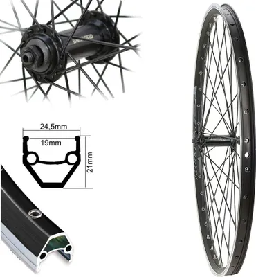 Produktbild von Vorderrad Bärwinkels 26" MTB Shimano Nabe TX500 Schnellspanner Laufrad Hohlkammer schwarz geöst 559-19
