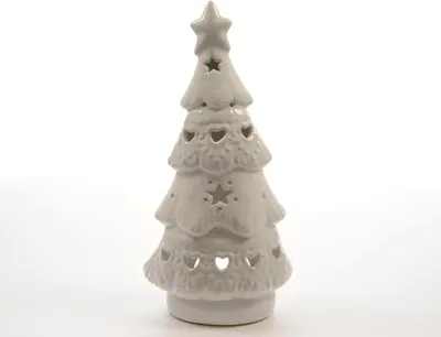 Produktbild von Teelichthalter Weihnachtsbaum Porzellan weiß H.33 cm