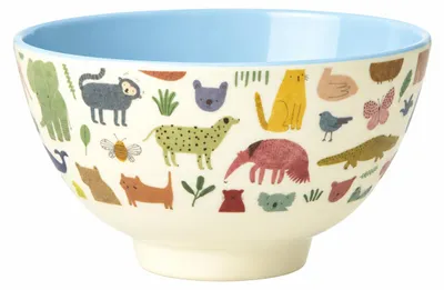 Produktbild von Kinderschale Melamin 11,5cm Creme Pastellblau - Dschungel Tiere 200ml, KI-generiertes Bild