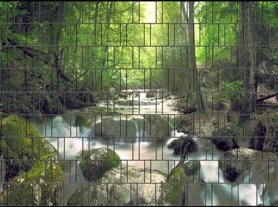 Produktbild von Bedruckter Sichtschutz WASSERFALL Zaun Sichtschutzstreifen 2,5m x 1,8m