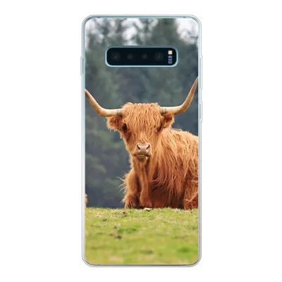 Produktbild von MuchoWow® Handyhülle Schutzhülle Hülle für Samsung Galaxy S10 Plus Schottische Highlander - Gras - Wald Silikon Softcase Handy Hülle - Schutzhülle