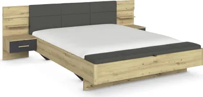 Produktbild von Bettanlage >Mosbach< in Eiche Artisan / basalt / grau - 265x93x245 (BxHxT)