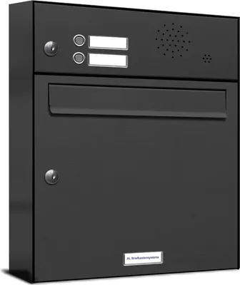 Produktbild von 1er Briefkasten Anlage Aufputz - Wandmontage RAL 7016 Anthrazit 2 Klingel