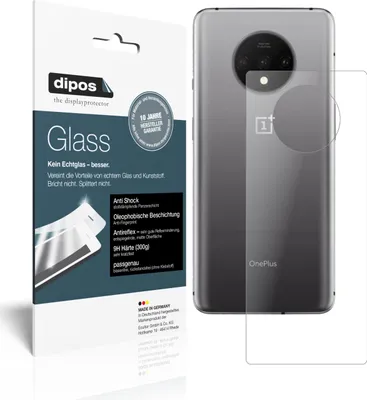 Produktbild von 1x Schutzfolie für OnePlus 7T Rückseite matt - Anti-Shock 9H Folie dipos Glass Kunststoffglas