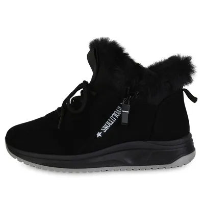 Produktbild von VAN HILL Damen Warm Gefütterte Sneaker Low Bequeme Kunstfell Zipper Schuhe 841397, Farbe: Schwarz, Größe: 38