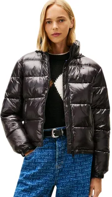 Produktbild von Tommy Jeans Damen Pufferjacke Essential Glänzend, Schwarz (Black), L