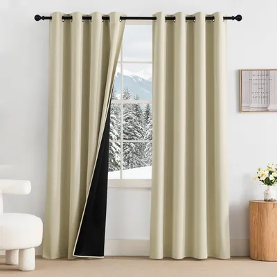 Verdunkelnde Thermovorhänge 2er-Set 140x220 cm lichtbeige