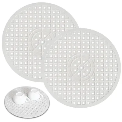 Produktbild von Spülbeckenmatte, 2-teilig, runder Spülbeckeneinsatz, 31 x 31 cm, weiß, Gummispülbeckenmatte, Gummispülbeckenauskleidung, runder Gummi