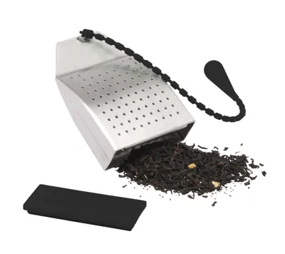 Produktbild von Homiez Edelstahl Teebeutel-Halter - Wiederverwendbarer Teefilter mit Abnehmbarer Klappe, Größe 5.5 x 4.5 x 1.8 cm