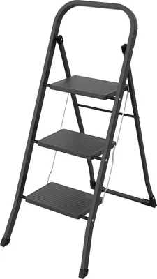 Produktbild von Drabest | Haushaltsleiter 3 Stufen - Schwarz - Stabil, Kompakt - Ideal für Zuhause und Büro